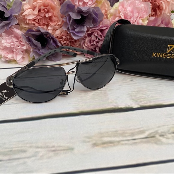 KINGSEVEN Vintage Gray Polarized Aviator Sunglasses - Picture 5 of 16